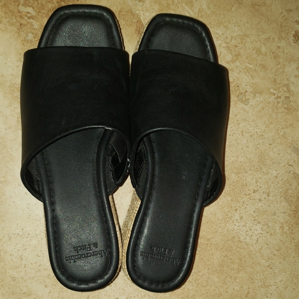 Abercrombie & Fitch Black Women's Platform Slide Sandals